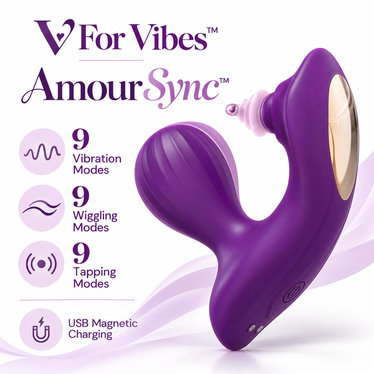Amour Sync™ by V For Vibes™ App-Controlled Wearable Clitoral & G-Spot Vibrator