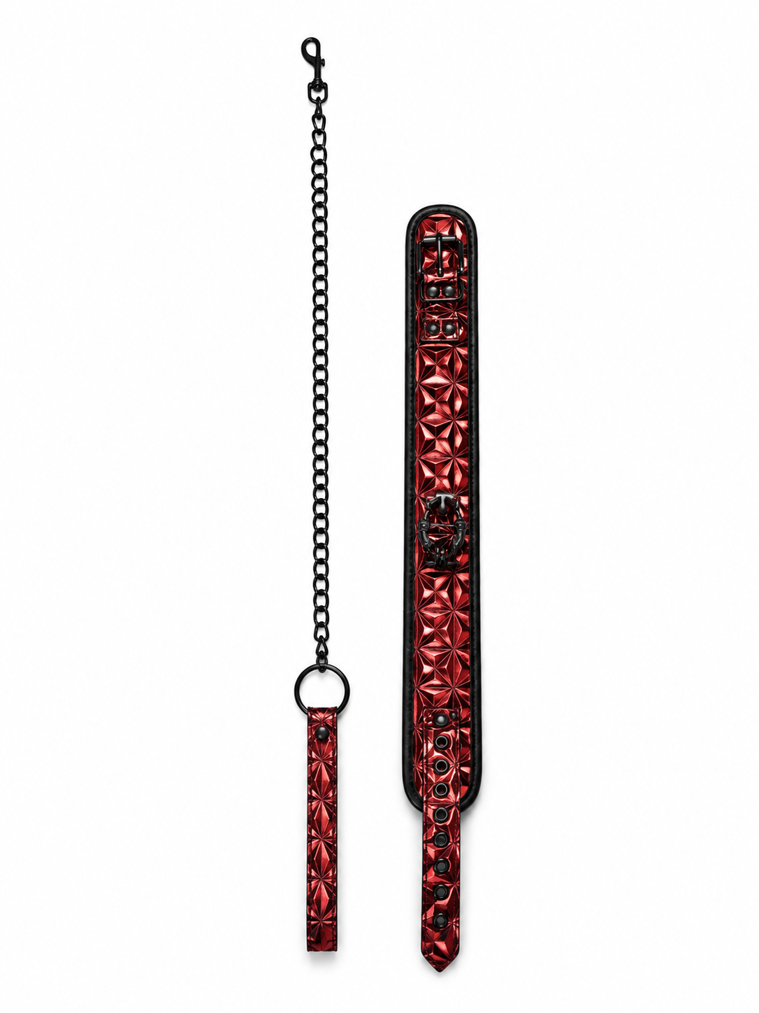 Luxury BDSM Collar and BDSM Leash β Black & Red Fire Edition