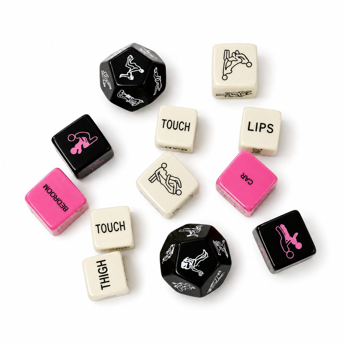 V For Vibes 12-Piece Sex Dice Game for Couples – Romantic Adult Bedroom Game