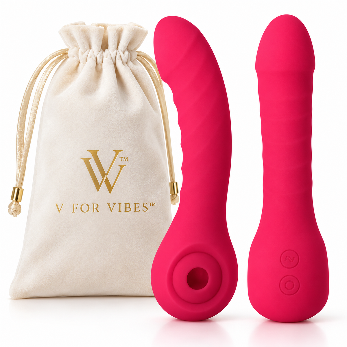 Rosé Rhapsody™ by V For Vibes™ — Pink Dual-Head Vibrator with Suction & Tapping
