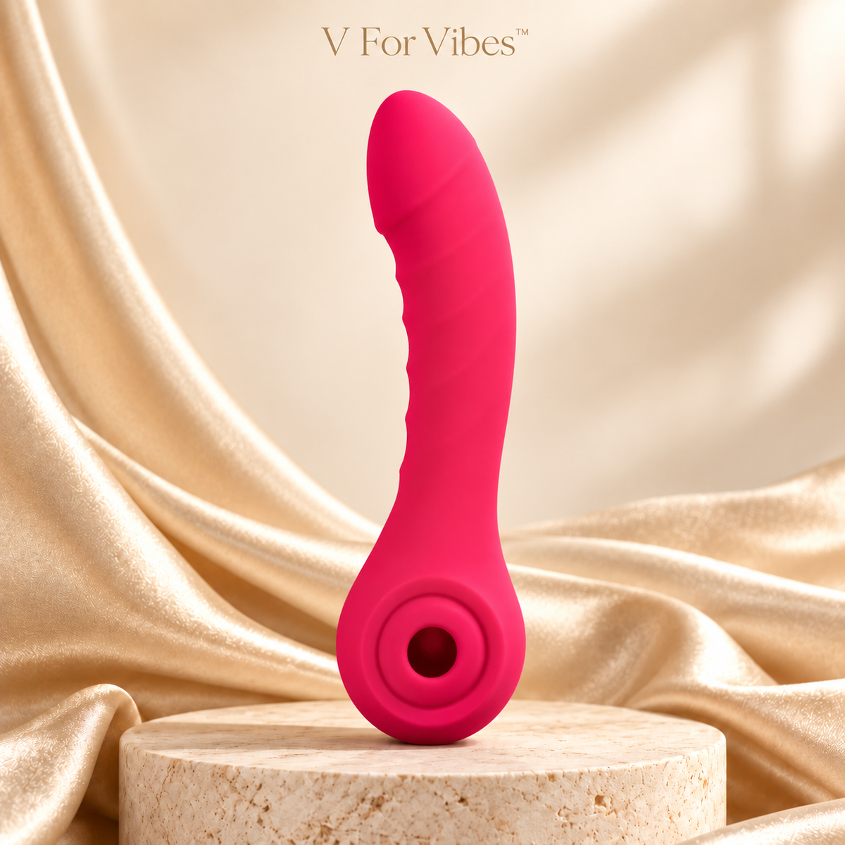 Rosé Rhapsody™ by V For Vibes™ — Pink Dual-Head Vibrator with Suction & Tapping