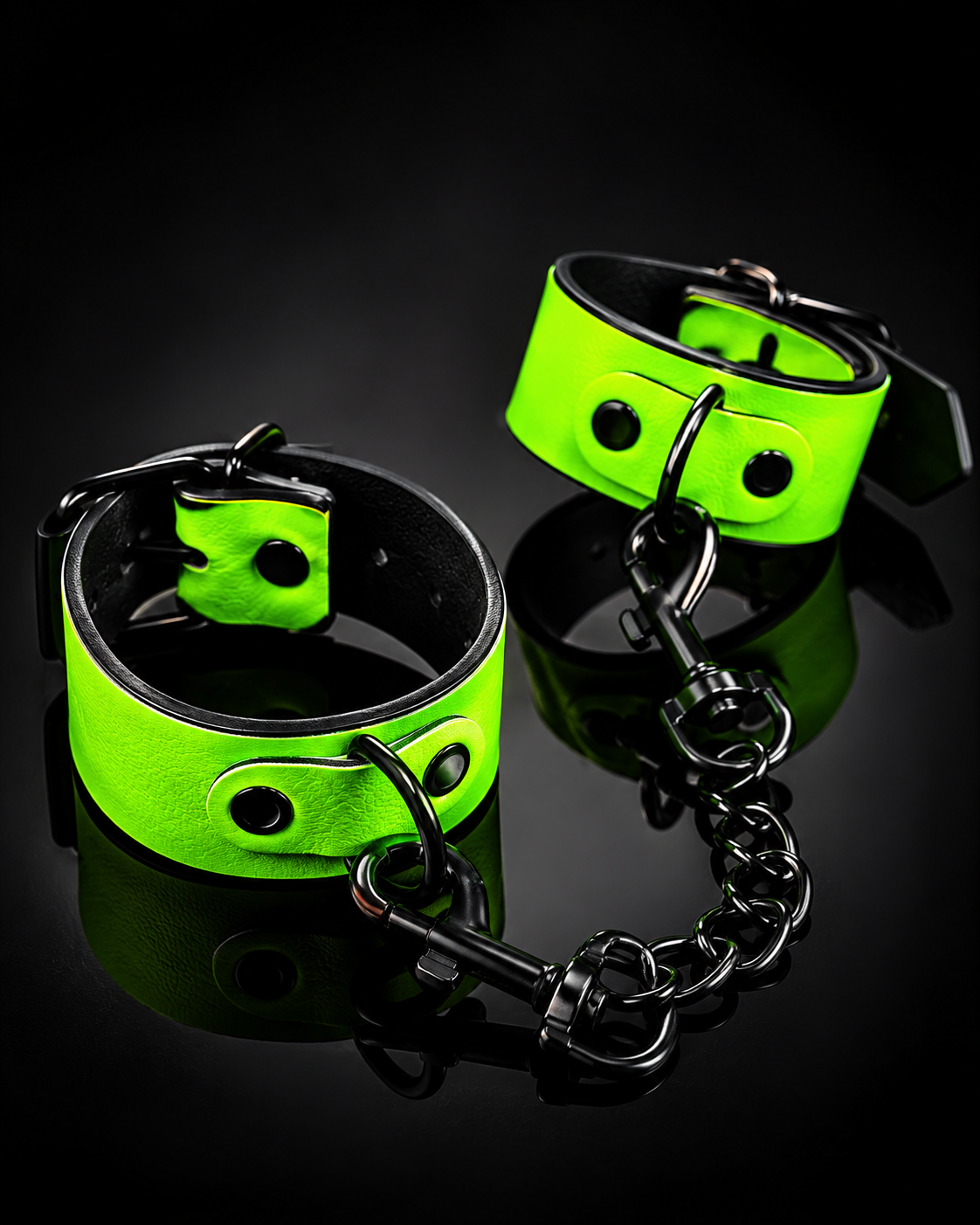 Neon Pulse Adjustable Sex Cuffs – Electric Green