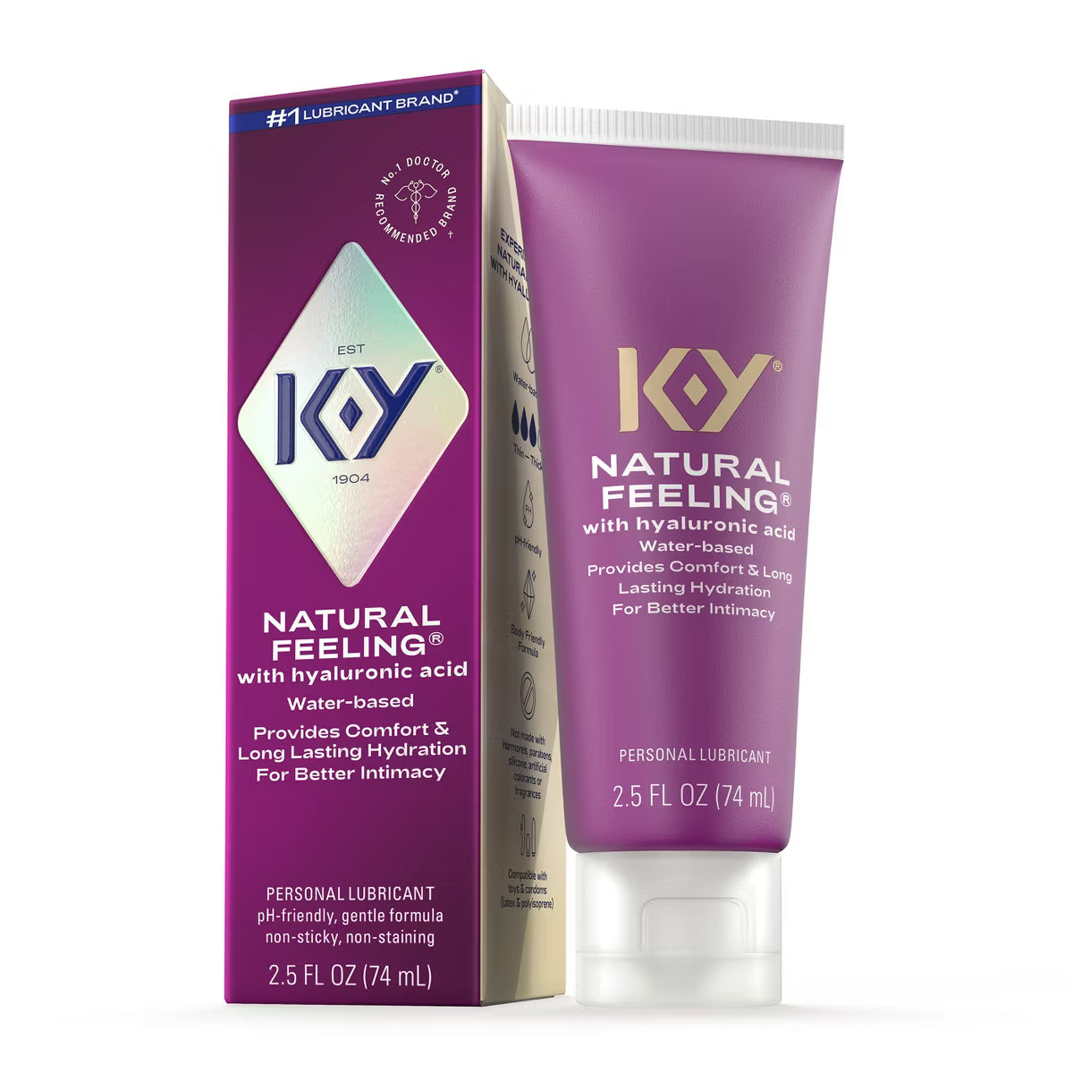 K-Y Natural Feeling Water-Based Lubricant with Hyaluronic Acid – 2.5 Fl Oz