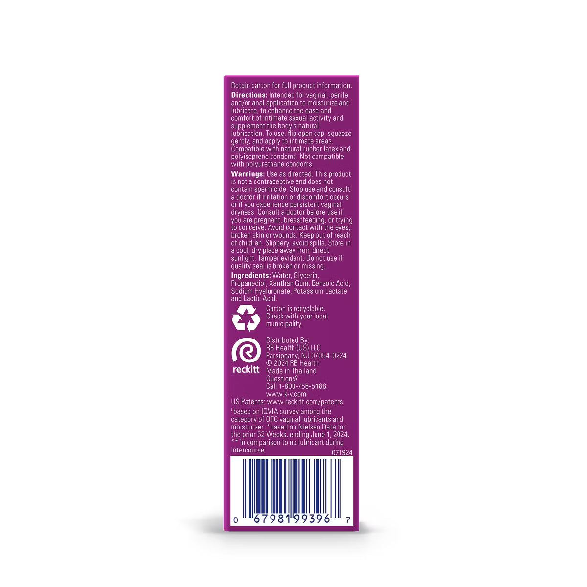K-Y Natural Feeling Water-Based Lubricant with Hyaluronic Acid – 2.5 Fl Oz