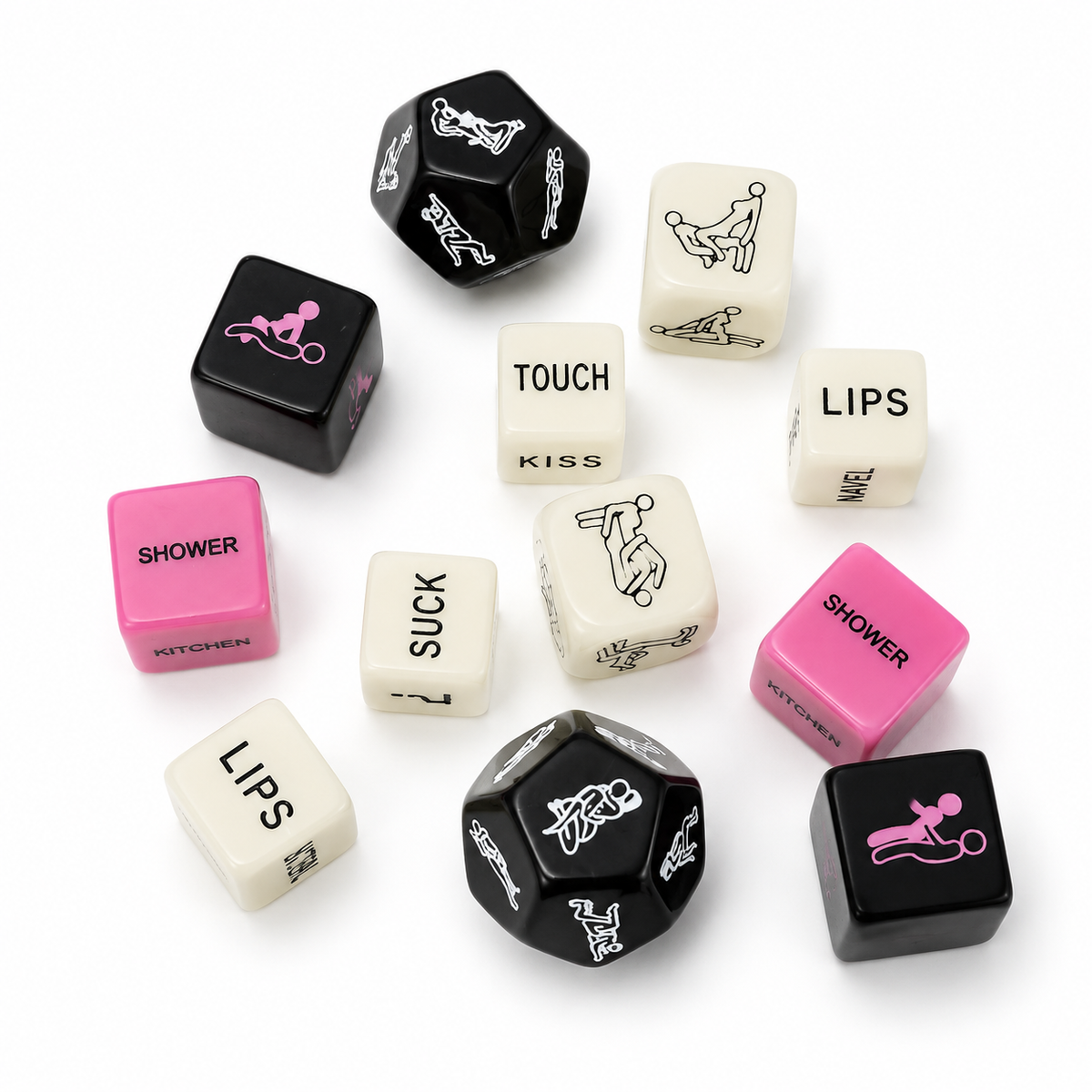 V For Vibes 12-Piece Sex Dice Game for Couples – Romantic Adult Bedroom Game