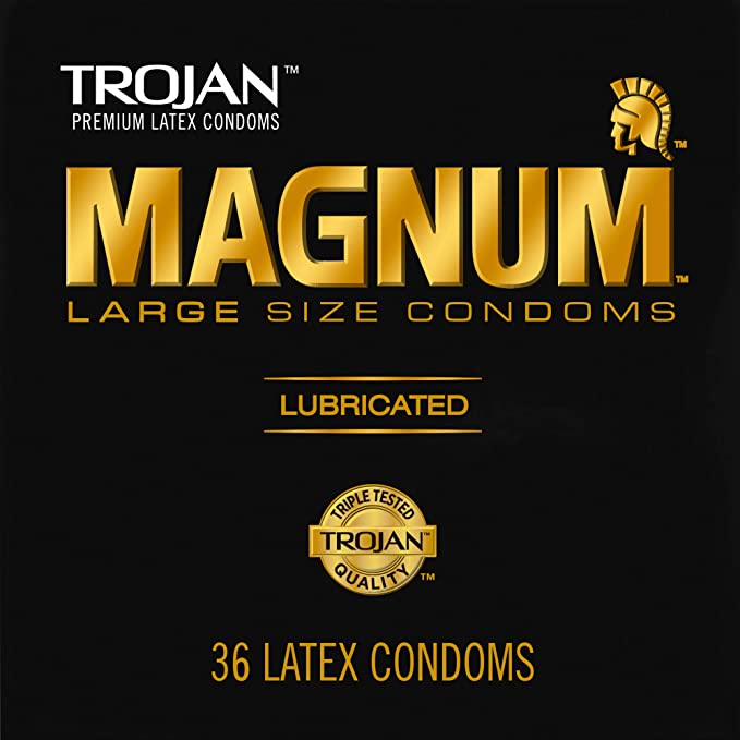 Trojan Magnum Lubricated Latex Large Size Condoms 36 Count